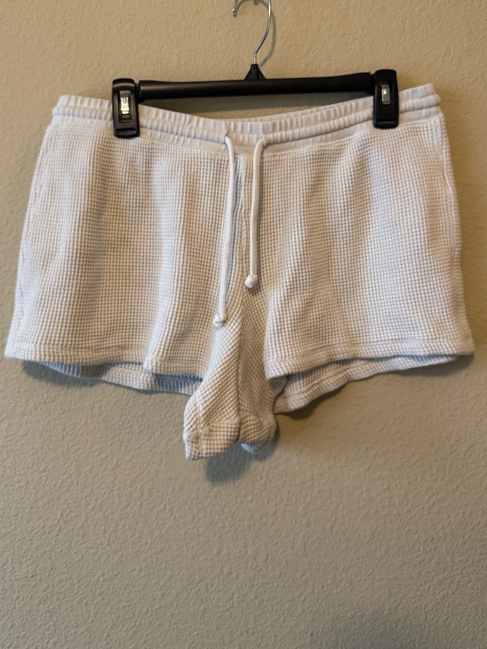 J. Crew Waffle-Knit White Lounge Shorts with Drawstring